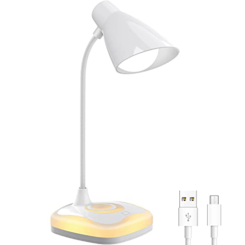 Lámpara de lectura recargable por USB, lámpara de escritorio LED con control táctil, lámpara de escritorio con 3 modos de brillo, protección ocular, lámpara de mesa para lectura, dormitorio, mesa, estudio, lectura