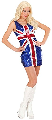 Shoperama Vestido de Fiesta Sexy con Lentejuelas Bandera Union Jack Inglaterra Británica Inglaterra Gran Bretaña