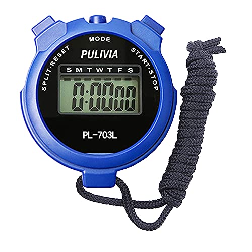 Cronómetro deportivo PULIVIA con cronómetro digital de memoria dividida, temporizador de cuenta regresiva, calendario de reloj despertador de 12/24 horas, pantalla grande resistente al agua (PL-703L)