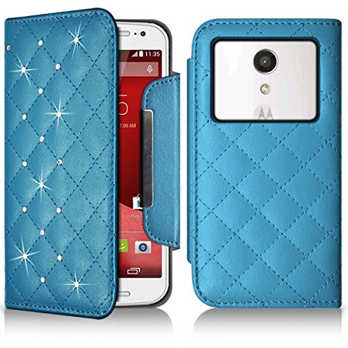 Seluxion Blue Diamond Pattern M Estuche tipo billetera universal para Motorola Moto G () 2da generación