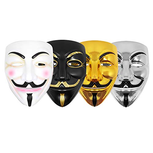 Udekit Hacker Mask V para Vendetta Mask Disfraces de Halloween Cosplay Party Accessories (4pcs / set)