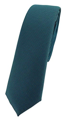 TigerTie - Corbata estrecha de diseño con finos lunares.  Corbata de 4,5 cm de ancho, color petróleo, talla única