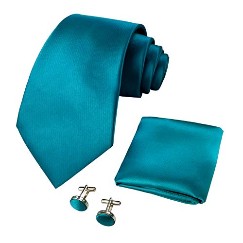 CANGRON Juego de Corbatas para Hombre Corbata Verde con Gemelos de Bolsillo Caja de Regalo DLSC8LL