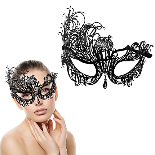 Máscara veneciana, máscara de fiesta de baile, máscara de fiesta de baile, máscara veneciana, máscara veneciana negra, para Halloween, mascarada, carnaval, fiesta de disfraces