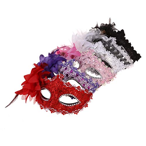BESPORTABLES 6 uds.  Exquisitas máscaras faciales de cristal de flor de lirio, decoraciones de estilo veneciano, máscaras de disfraces de Halloween, artículos esenciales para fiestas.
