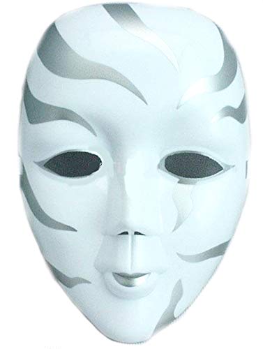 Máscara Veneciana KIRALOVE - Decorada - Cebra - PVC - Color Plata y Blanco - Idea Regalo Original