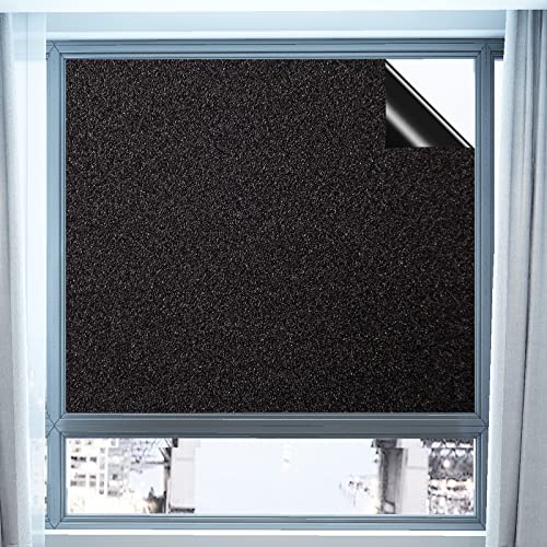 JOLIHOME Película para ventanas Vinilo negro mate para privacidad de ventanas Películas electrostáticas autoadhesivas, vidrio de vinilo opaco estático anti-UV decorativo para el hogar y la oficina 44x200cm