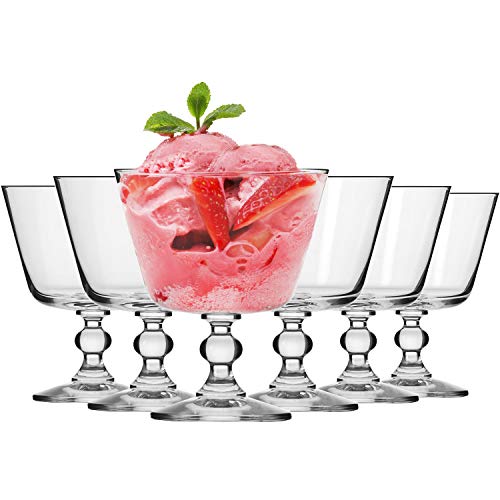 Copas de postre Krosno Vasos de cristal para helado |  Juego 6 piezas |  380ML |  La colección Krista |  Perfecto para el hogar, restaurante y fiestas |  Se puede lavar en el lavavajillas.