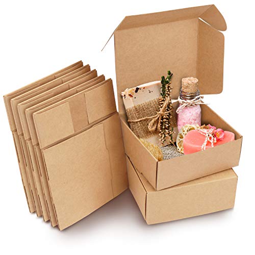 Kurtzy Caja de Cartón Craft Marrón - Medidas 12 x 12 x 5 cm - Cajas de Regalo Automontables - Caja Kraft para Fiestas, Cumpleaños, Bodas, Fiestas - Cajas de Cartón Reciclable (Pack de 50)