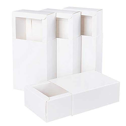 BENECREAT Paquete de 20 Cajas de Papel Kraft Blanco Caja de Papel con Forma de Cajón 11.2x8.2x4.2cm Cajas de Regalo para Navidad, Cumpleaños, Empaque de Joyas, Dulces, Regalo