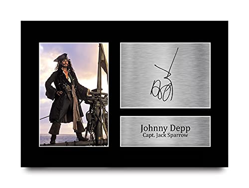 HWC Trading Johnny Depp A4 Sin marco Piratas del Caribe Autografiado Impresión de la imagen Impresión de la foto Exhibición Regalo Fans de la película
