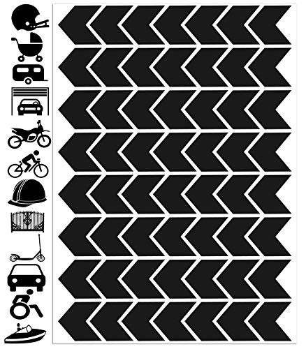 Biomar Labs® 56 uds Kit de pegatinas negras cinta de advertencia flecha reflectante de seguridad vinilo adhesivo coche casco motocicleta bicicleta portátil D 50
