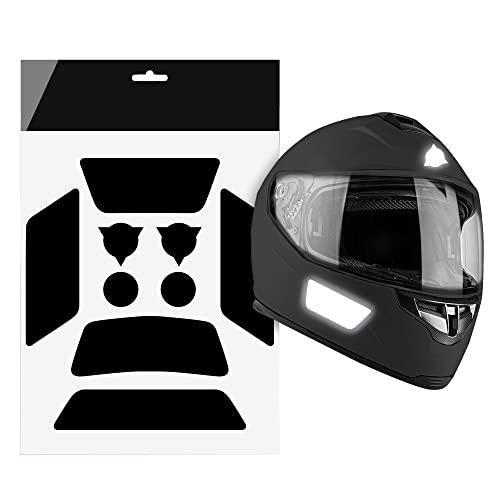 Autodomy Pegatinas Reflectantes Casco Moto Bikers Pack de 9 para Diseño Deportivo Moto (Reflectante Negro)