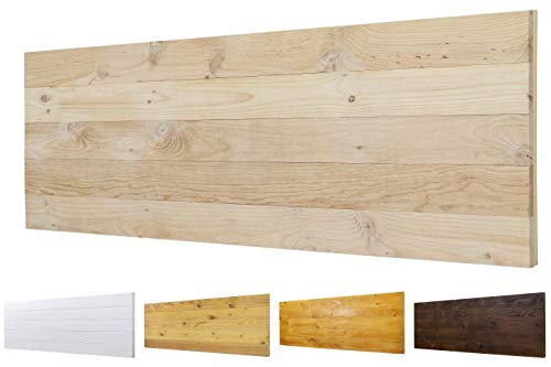 Tablero de madera maciza de 60 cm de ancho Mod.  Roma para camas de 80 cm, 90 cm, 110 cm, 135 cm, 150 cm.  Herrajes incluidos (160cm X 60cm, Crudo)