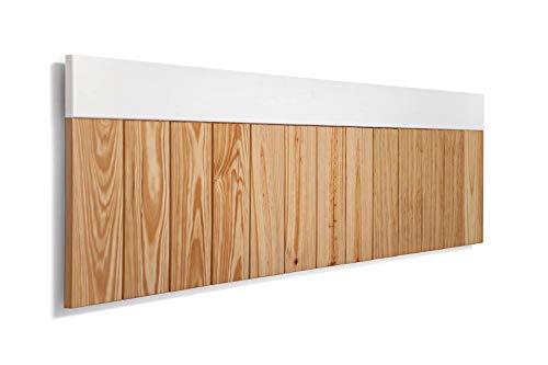 DREAMSZZZ-ESPECIALISTAS DESCANSO BULNES Tablero de pared de madera.  Cabecero de madera de haya, sobre horizontal blanco.  Estilo vintage, para Camas 135