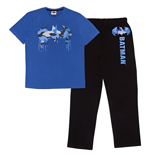 Popgear DC Comics Batman Camo Drip Logo Mujer XXL Negro/Azul Manga Larga Pijama Set