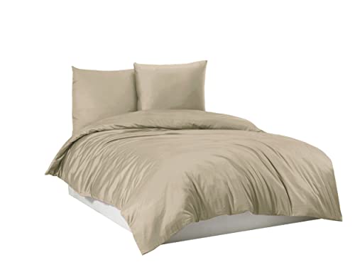 Juego de cama con funda nórdica 100% algodón, verde claro, 135 x 200 cm