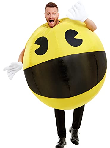 Funidelia |  Disfraz Hinchable Pac-Man para Hombre y Mujer ▶ Pac-Man, Videojuegos - Disfraz Adulto y Accesorios Divertidos para Fiestas, Carnaval y Halloween - Talla Única - Amarillo