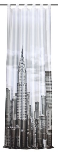 Home Fashion 48639-896 Cortina, 245 x 120 cm, Impresión Digital New York, Blanco y Negro
