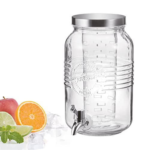 BERELA HOME - Dispensador de agua de cristal con grifo y filtro.  3L