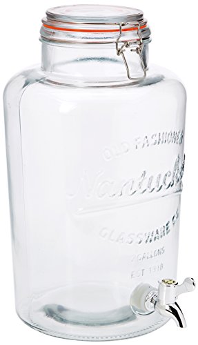 NERTHUS FIH 099 - Dispensador 8 litros, dispensador de bebidas de vidrio con grifo, Vidrio, 30,26 cm