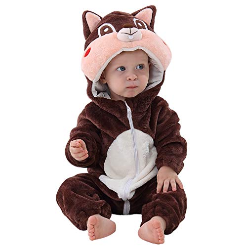 MICHLEY Disfraz de animal para bebé y niña Body pijama marrón 2 a 5 meses