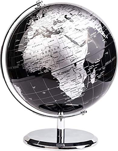 globo terráqueo en inglés |  bola del mundo |  Diámetro 10cm y 20cm |  Varios Modelos |  Decoración de oficinas y escritorios |  Varios modelos (oscuro/plata)