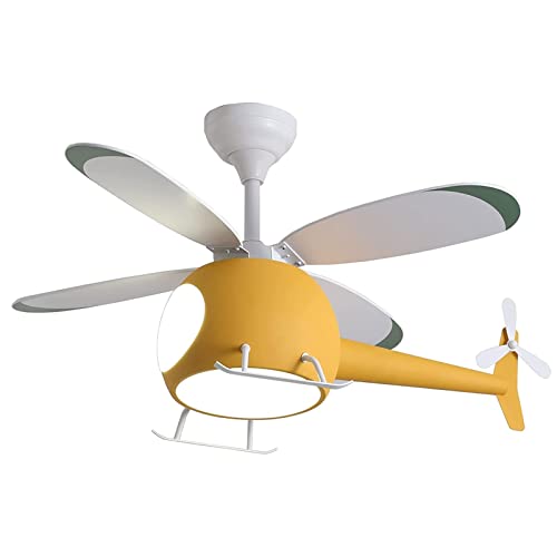 Ventiladores de techo de helicóptero decorativos para interiores para niños y niñas Lámparas de velocidad de viento ajustable de 6 velocidades con control remoto para dormitorio de niños Regalo de interior