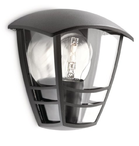 Philips Lighting - Aplique de exterior, empotrable, casquillo E27, bombilla no incluida, resistente a la intemperie, IP44, negro, 19,5 cm