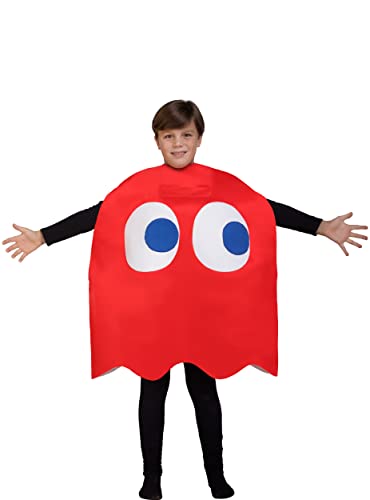 Funidelia |  Disfraz de Pac-Man Blinky Fantasma para Niño y Niña ▶ Pac-Man, Videojuegos - Disfraz infantil y accesorios divertidos para Fiestas, Carnaval y Halloween - Talla 4-10 años - Rojo